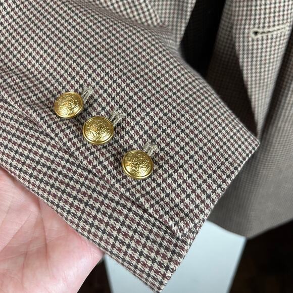 Lane Bryant Womens Bryant Blazer 28 Brown Houndstooth Gold Buttons NWT Academia - Picture 4 of 10